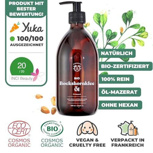 BIONOBLE Jojobaöl Bio Kaltgepresst für Sehnenpflege und Pickelregulation - Haare, Gesicht, Körper, Nägel - Hexanfrei, V