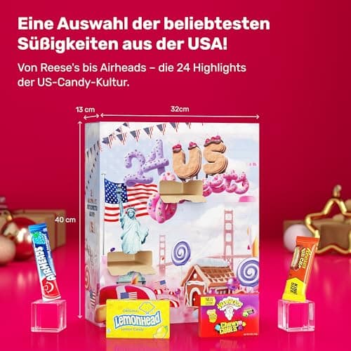 UMBRELLA® Retro Vintage Adventskalender 24x Süßigkeiten – Erinnerungen aus den 80ern, 90ern & 2000ern – Perfekt zum Nasc
