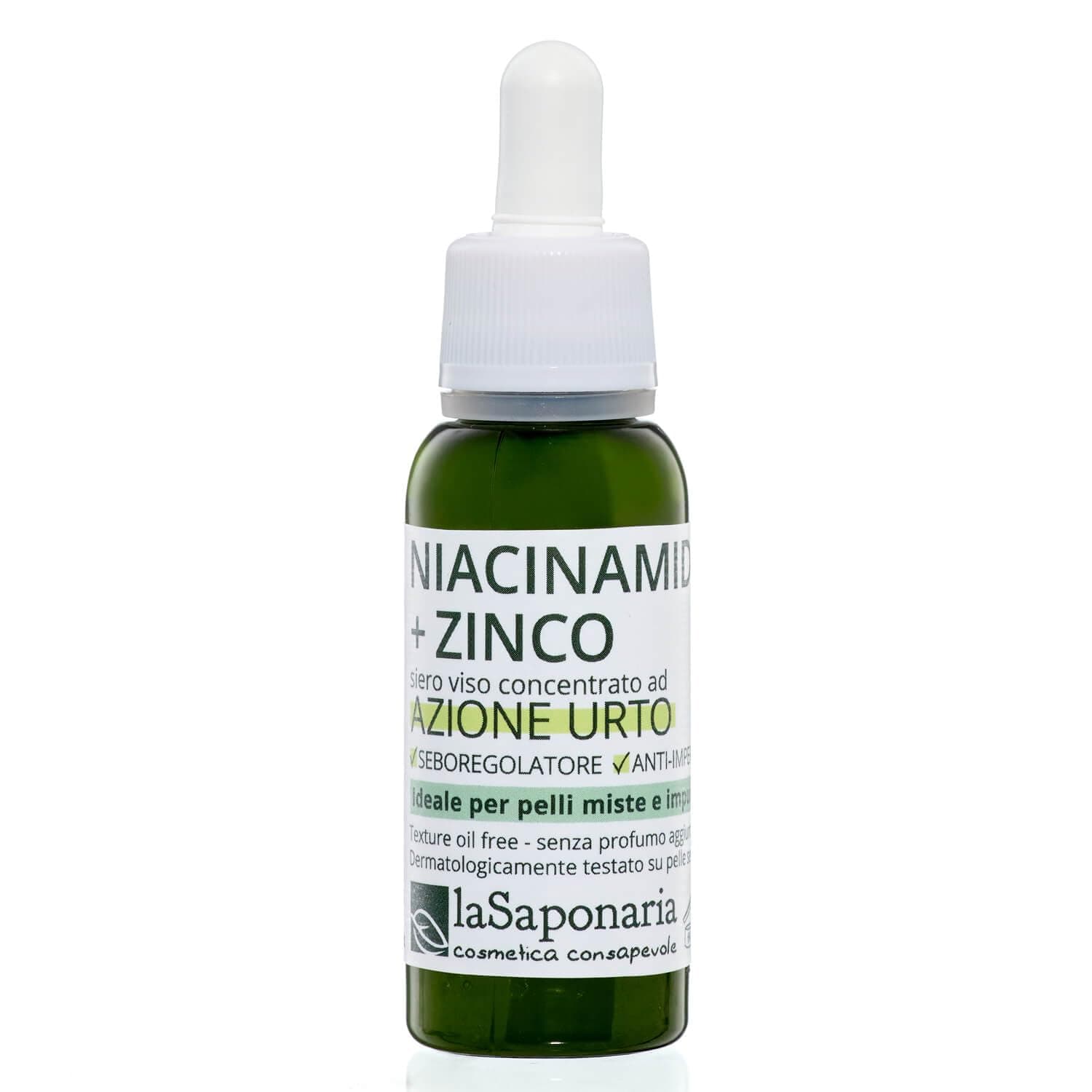La Saponaria Niacinamid + Zink Anti-Alterungscreme für Fettige Haut mit Aknen und Vergrößerten Poren 30ml