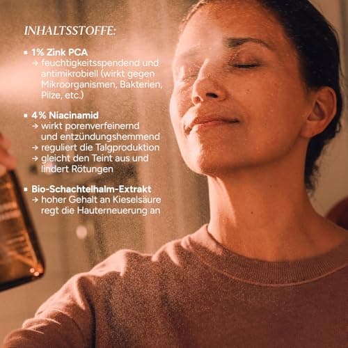 JUNGLÜCK Zink Gesichtswasser Spray für reife Haut - Vegan - Mit BIO Schachtelhalm-Extrakt und Zink | Talgproduktion regu
