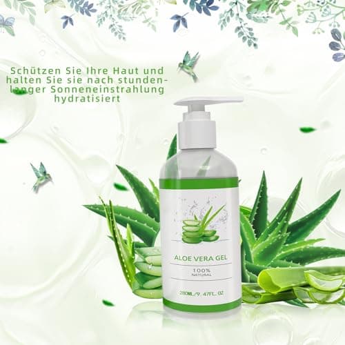Aloe Vera Gel Bio Gesicht Creme 280ml Für Gesicht, Haare und Körper Beruhigend und Pflegend After Sun