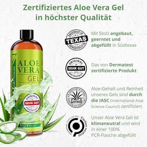 Aloe Vera Gel 99% Bio - 355 ml | ÖKO-TEST Sehr Gut | 100% Natur & Ohne Duftstoffe - Veganer Formel OHNE XANTHAN - aus EC