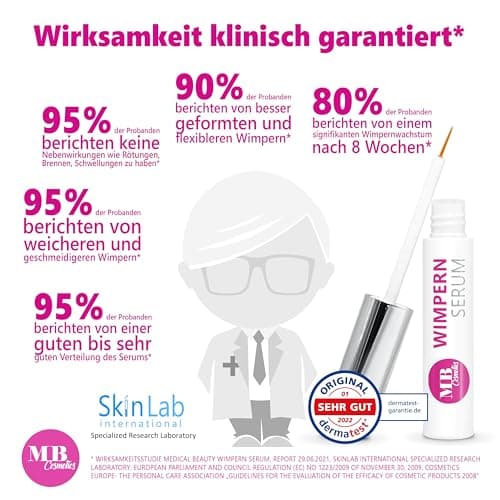Testsieger 2025: Hormonfreies Wimpernserum ohne Hormone mit Hyaluron, Kollagen, Peptiden und Weizenprotein – Ideal für e