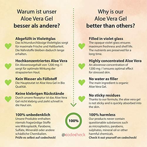 Aloe Vera Gel BIO für Gesicht und Körper - rein natürlicher Saft - 200ml Glasflasche - vegan - Made in Germany