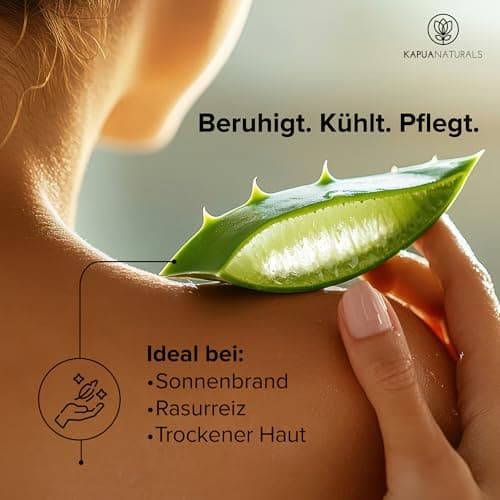 Aloe Vera Gel 100 Prozent BIO • 100 % reiner Aloe Vera Saft • Gesicht & Körper Pflege • Vegan & ohne Duftstoffe • Nach S
