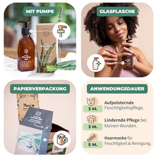 BIONOBLE Bio Aloe Vera Gel 100% Reines Blattgel Haare - Spendet Feuchtigkeit - Gesicht, Nach-Tagebad, Körper - 100ml Gla