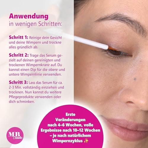 Testsieger 2025: Hormonfreies Wimpernserum ohne Hormone mit Hyaluron, Kollagen, Peptiden und Weizenprotein – Ideal für e