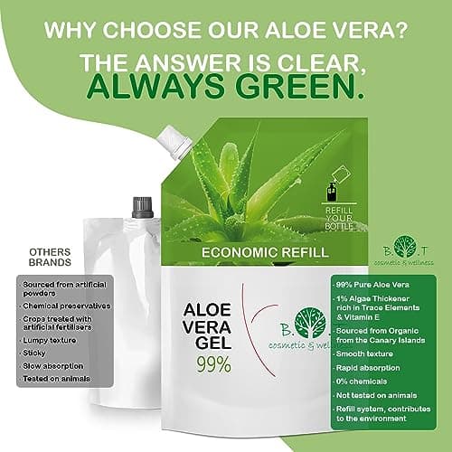 100% Reines Aloe Vera Gel für Gesicht und Körper - Feuchtigkeitscreme direkt aus Lanzarote Spanien - Trockene Haut leic