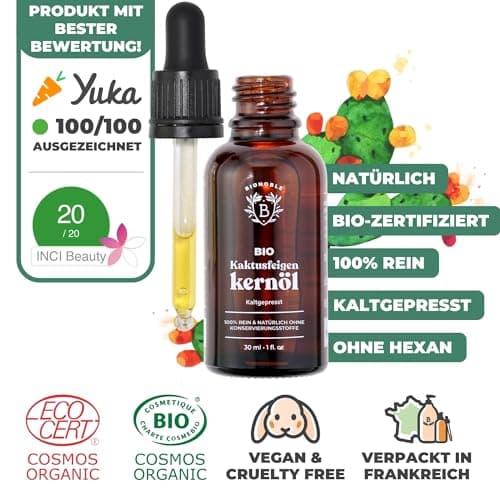 BIONOBLE Jojobaöl Bio Kaltgepresst für Sehnenpflege und Pickelregulation - Haare, Gesicht, Körper, Nägel - Hexanfrei, V
