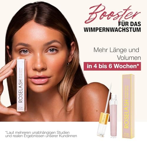 Rogold Roselash Wimperlotion Natürliches Serum Für Lange, Dichte Und Dickere Wimpern - Zu 95% Naturliche Inhaltsstoffe -