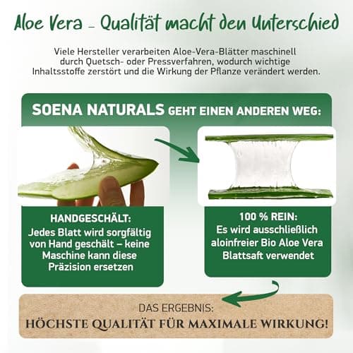 Bio Aloe Vera Gel - Feuchtigkeitscreme Gesicht & Körper | Made in Germany - Pure Blattsäfte enthalten