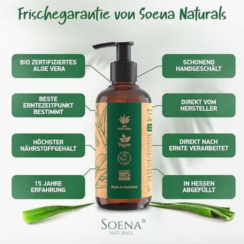 Bio Aloe Vera Gel - Feuchtigkeitscreme Gesicht & Körper | Made in Germany - Pure Blattsäfte enthalten