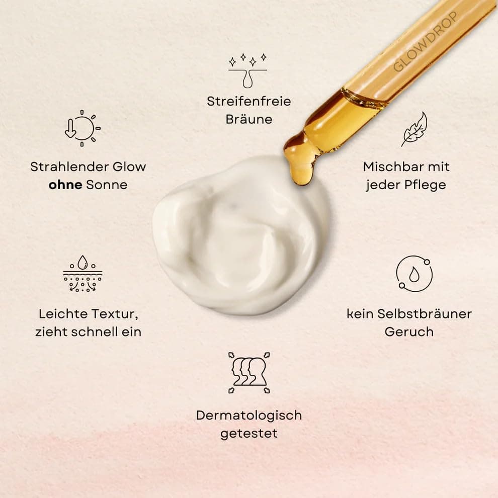 SUN Selbstbräunungskonzentrat – Flüssiges vegan Selftan Serum – Für natürliche und streifenfreie Bräune – Zu Gesichtspfl