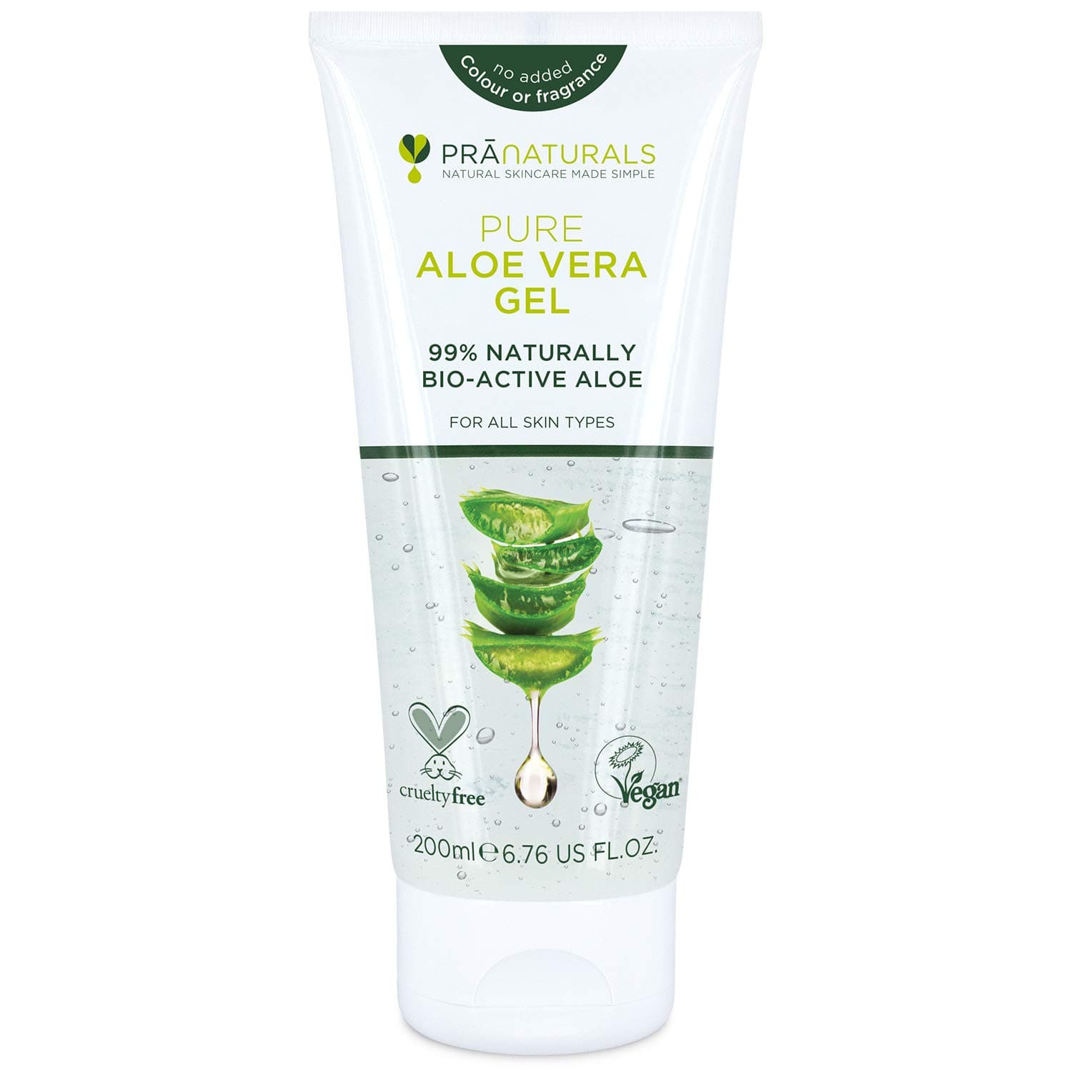 PraNaturals Aloe Vera Gel 200ml, natürliche Beruhigungs- und Nahrungs-Eigenschaften für das gesamte Familienmitglied wäh