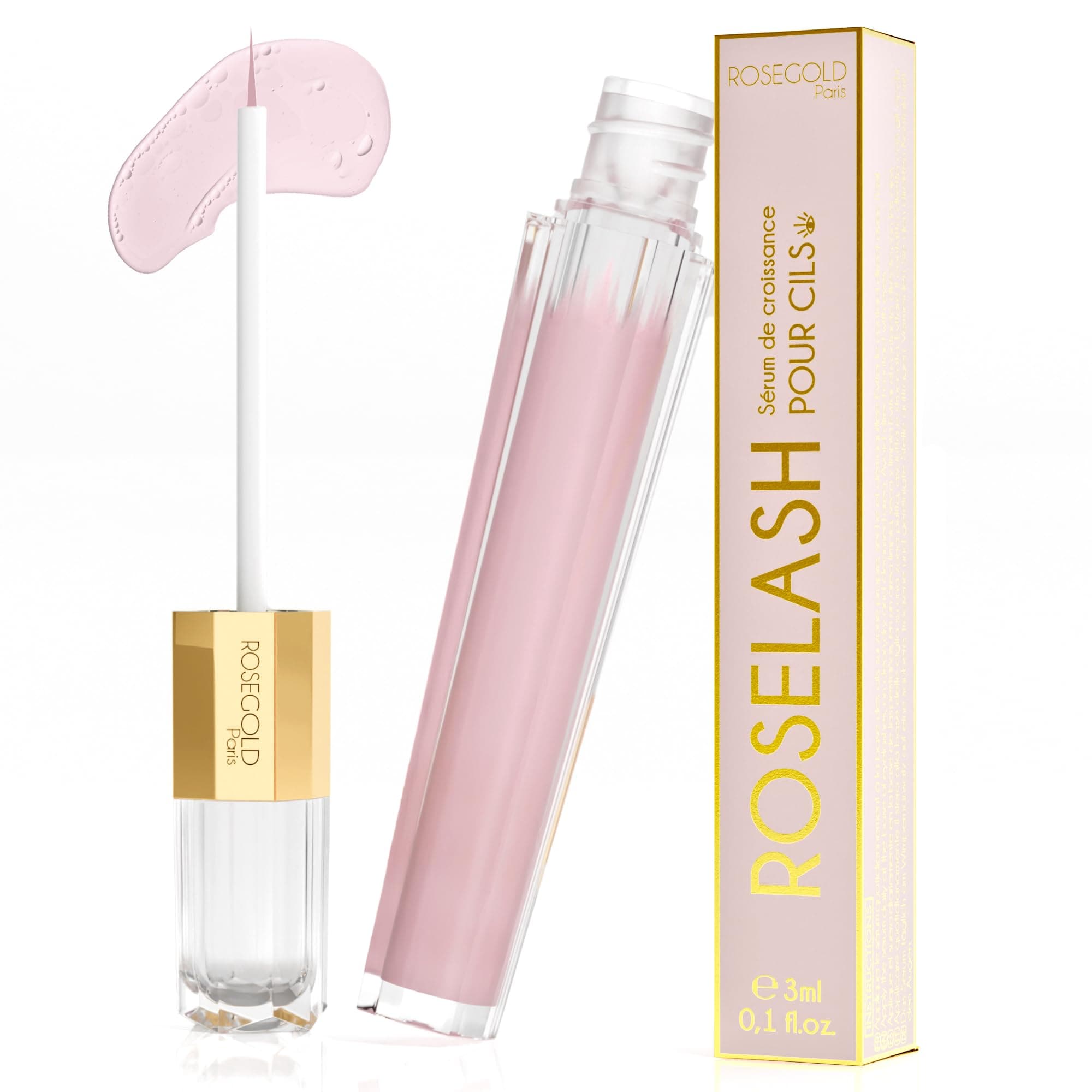 Rogold Roselash Wimperlotion Natürliches Serum Für Lange, Dichte Und Dickere Wimpern - Zu 95% Naturliche Inhaltsstoffe -