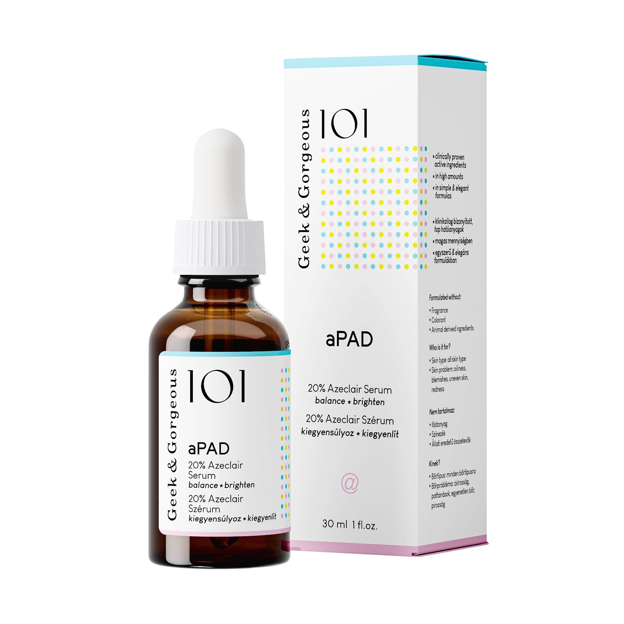 Geek & Gorgeous aPAD Beruhigendes Azelainsäure-Serum für das Gesicht 30 ml gegen Rötungen und Empfindliche Hautöhrennasi