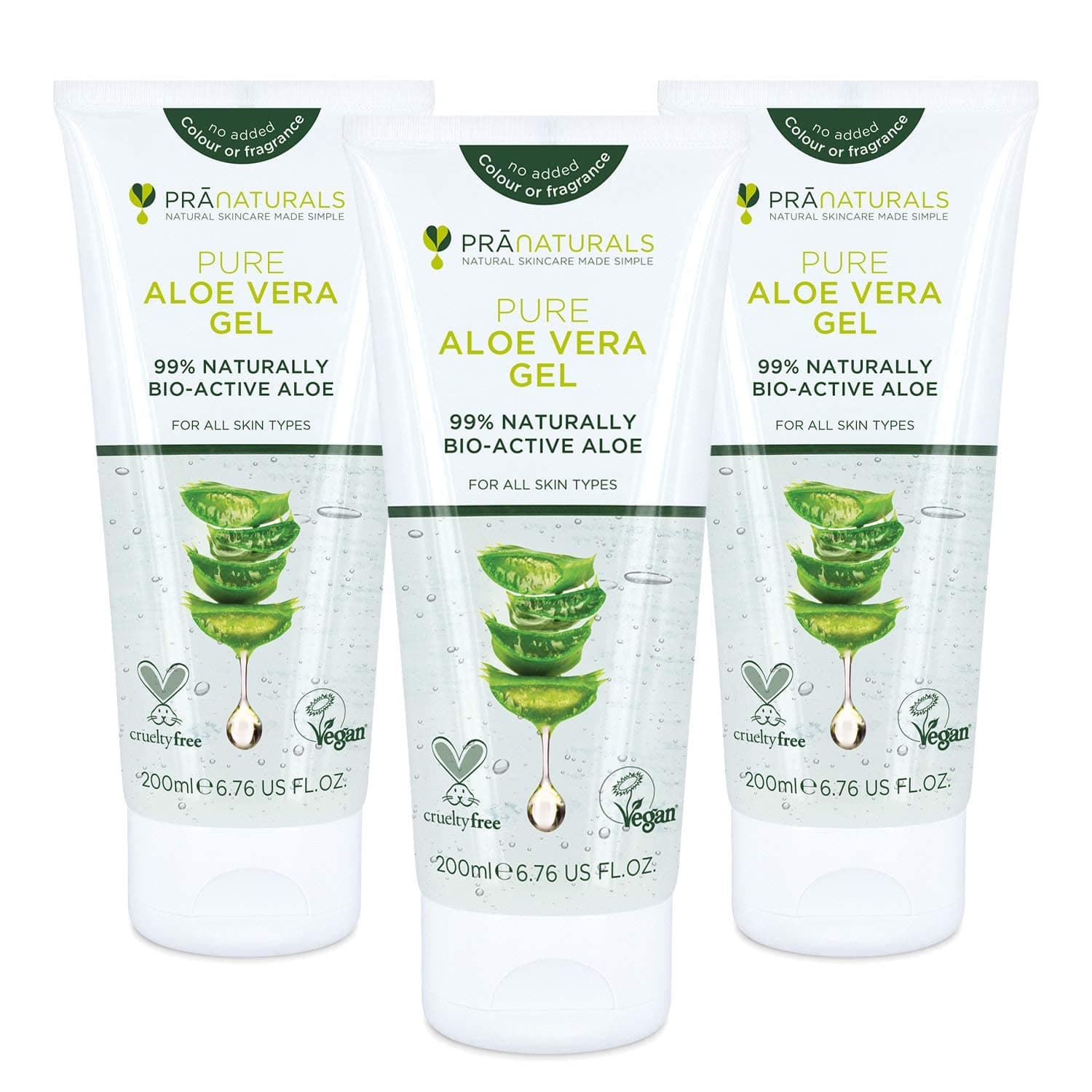 PraNaturals Aloe Vera Gel 200ml, naturlich beruhigend und nahrhaft für Familie im Haushalt mit-highlightierten-Virtualit