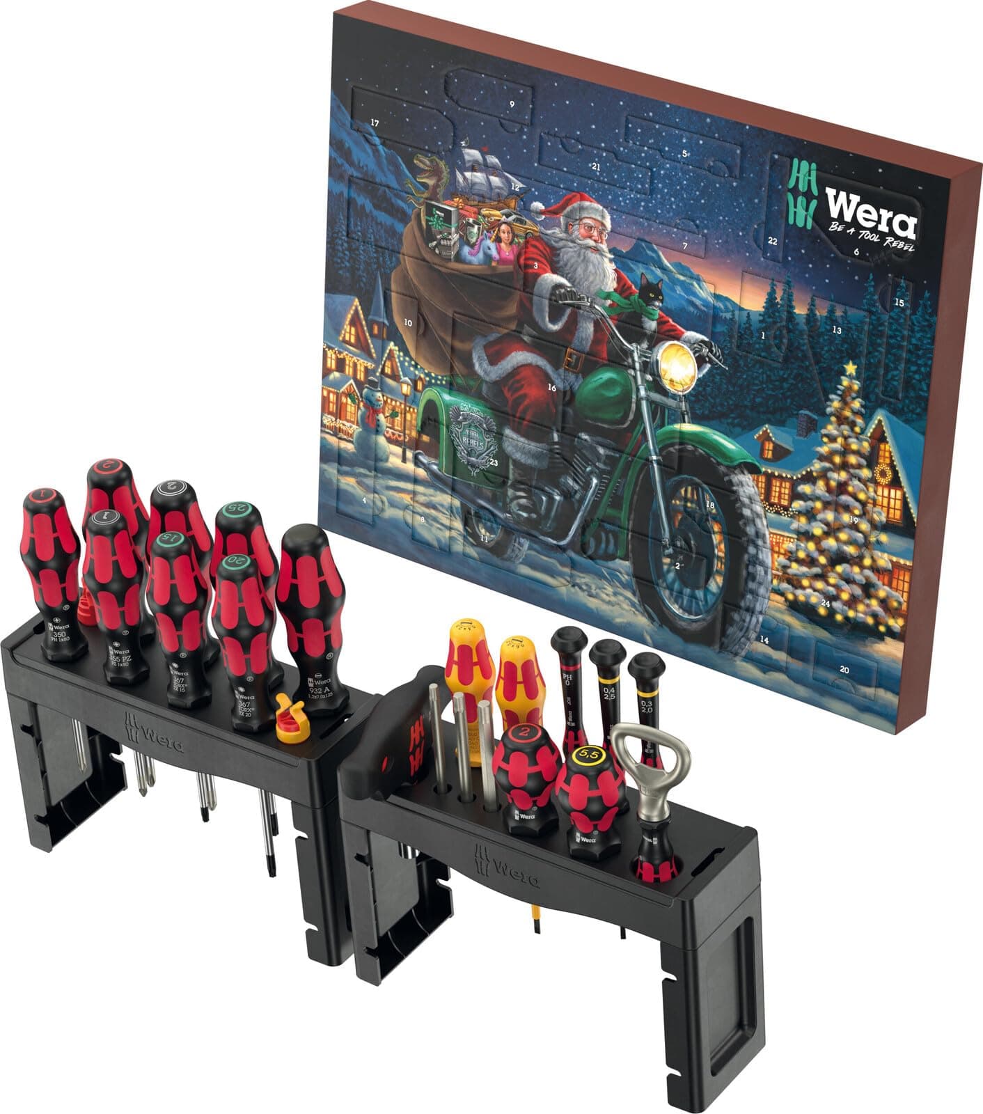 Wera Adventskalender 2025 - 28-teilig mit Schraubwerkzeugen für 18 Schraubprofile
| Wera 05136610001 Adventskalender 20