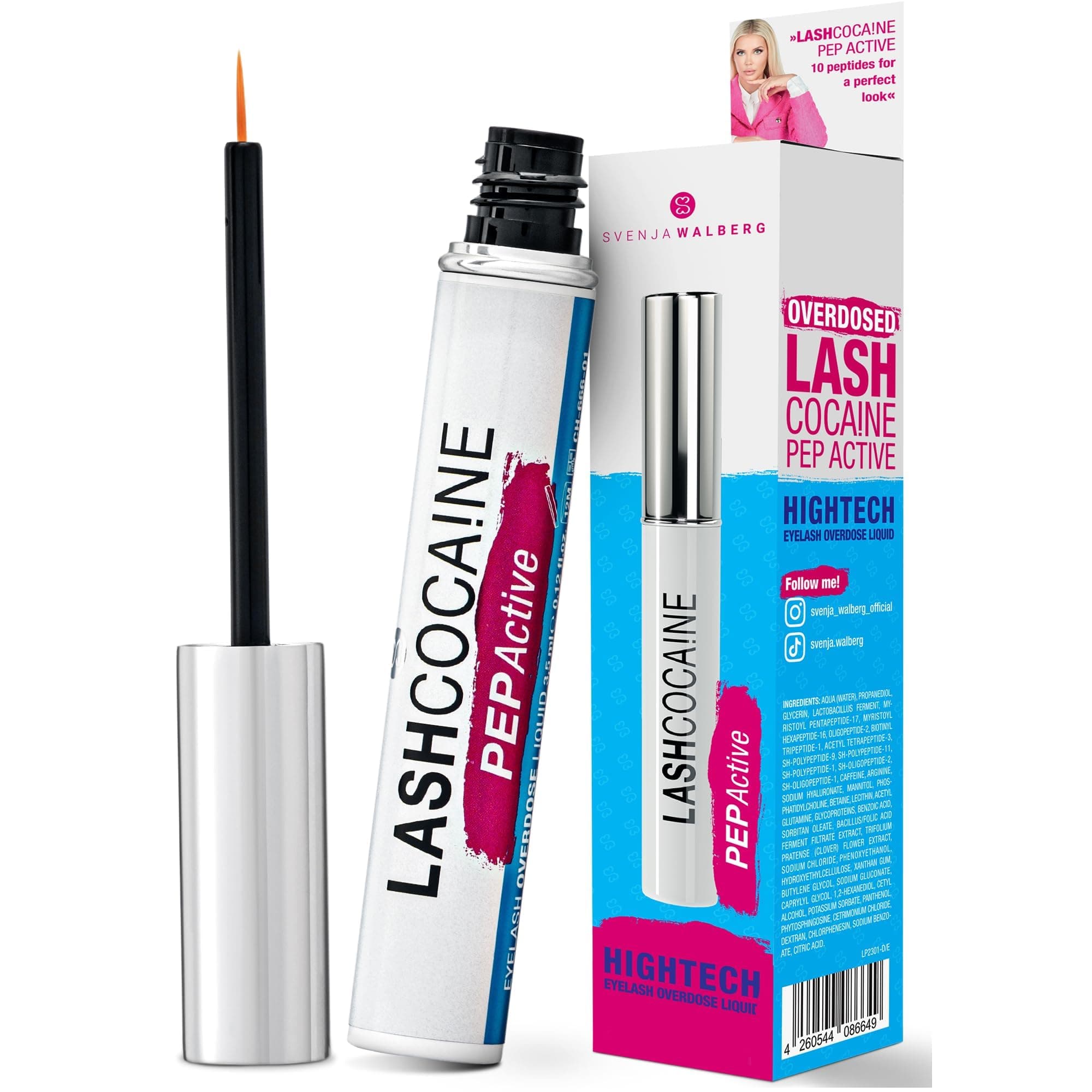 LASHCOCAINE PEP ACTIVE - Wimpernserum ohne Hormone – Schützt & kräftigt die Wimpern - VEGAN - MADE IN GERMANY - 3,5ml