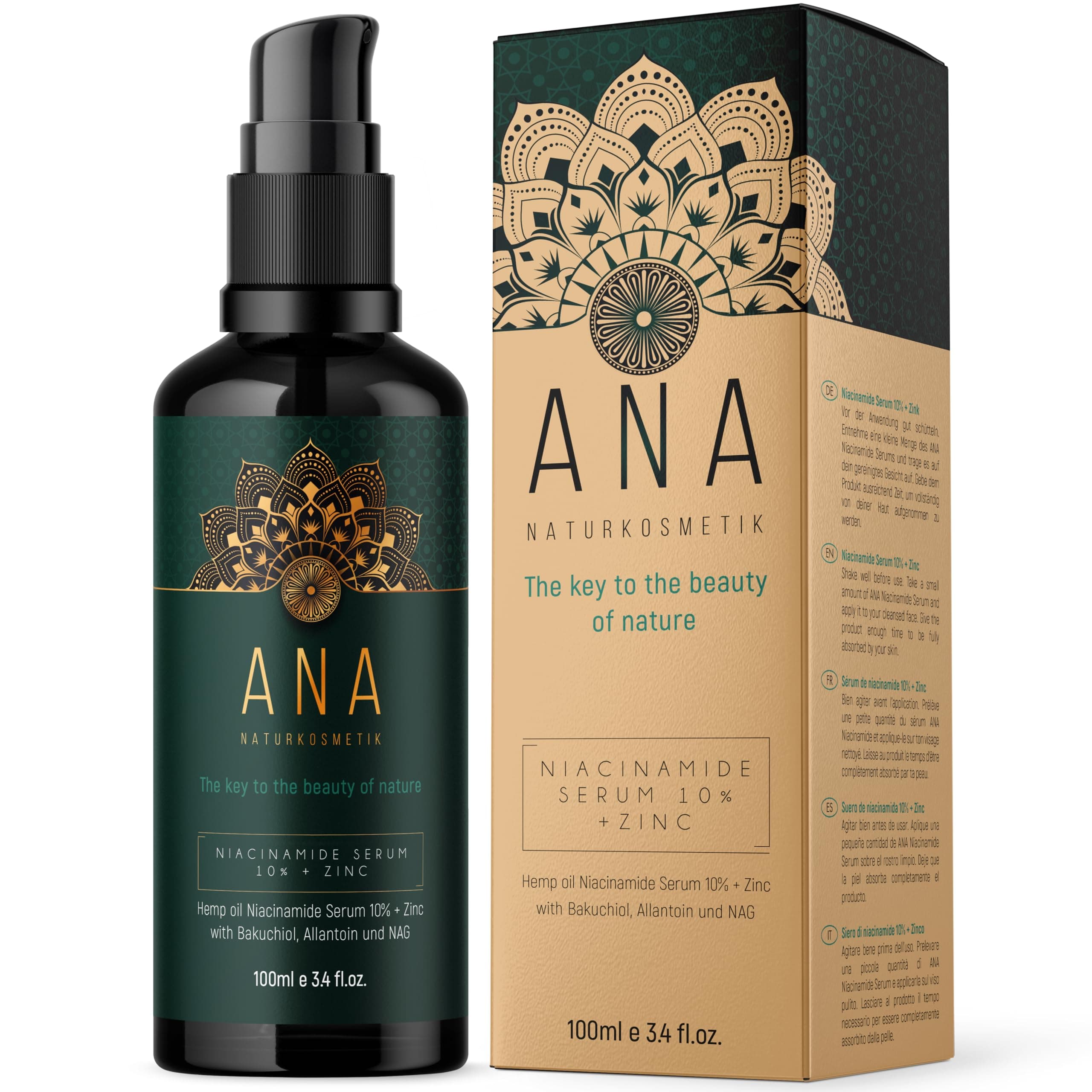 NIACINAMIDE SERUM 10% - Vegan & Bio - ANA Naturkosmetik - Bekommt überflüssiges Öl und Rötungen unter Kontrolle - Verkle