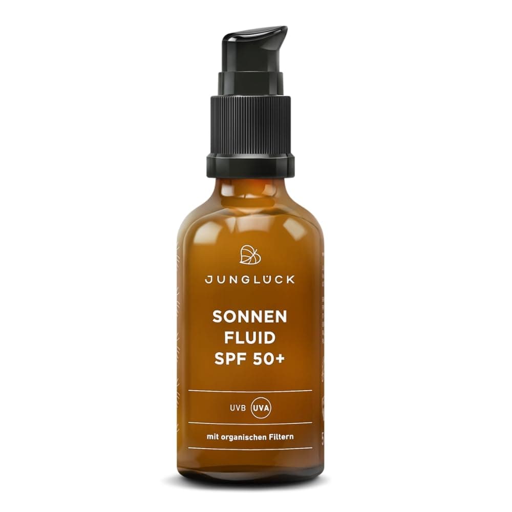 JUNGLÜCK Sonnenfluid Gesicht SPF 50+ - Vegan | Leichte Gesichtslotion ohne Weißeleffekt | Breitspektrum UV-Schutz LSF 50