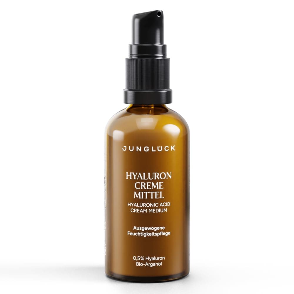 JUNGLÜCK Hyaluron Creme Hochdosiert Gesicht Mittel - Anti-Aging Feuchtigkeitscreme für reife Haut - ideal für Nacht & T
