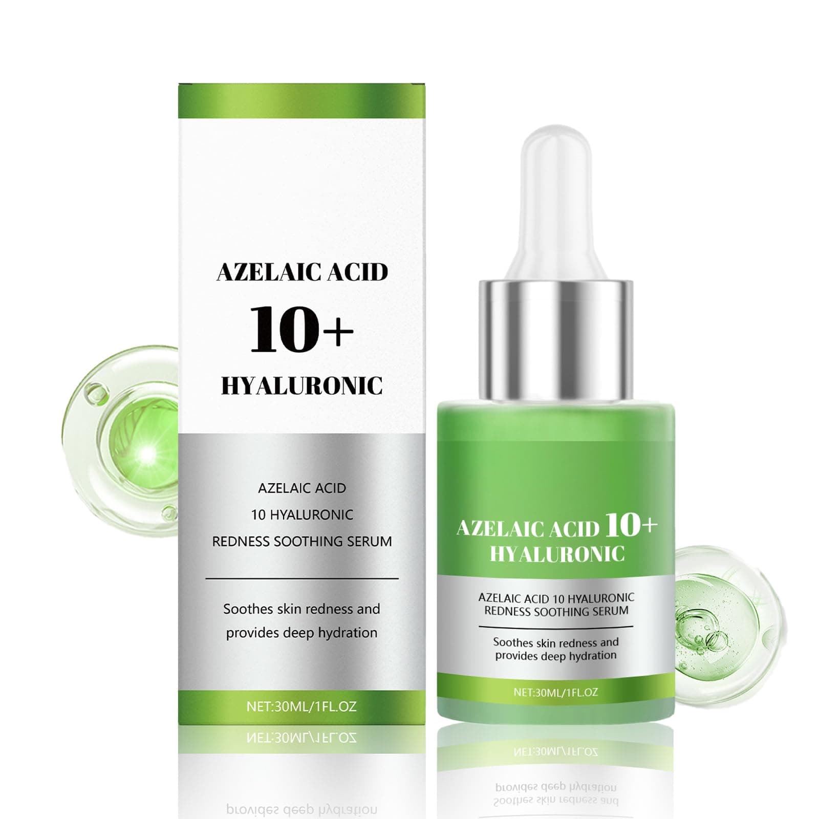 10% Azelaic Acid + Hyaluron - Beruhigendes Gesichtsserum für Reizhaftigkeit, Hautpflege und Anti-Ageing
| Azelainsäure