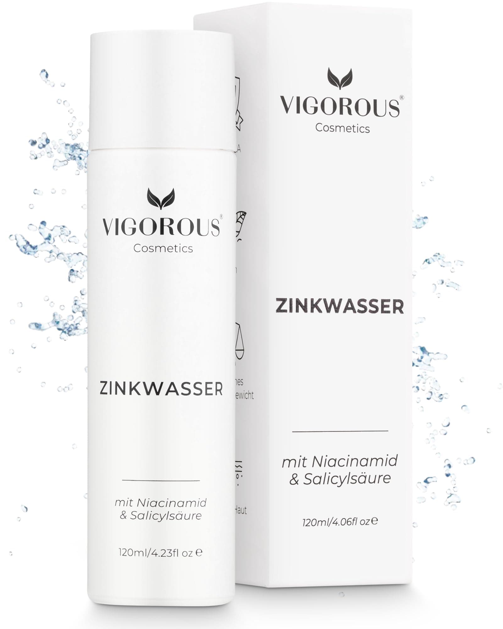 VIGOROUS® Zink Gesichtswasser 120ml anti Pickel Männer & Frauen - Salicylsäure & Niacinamide face cleanser gegen unreine